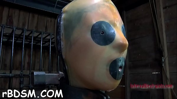 Beauty is caged up with her sexy shaved cum-hole exposed