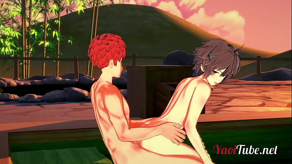 Fate Yaoi - Shirou &amp_ Sieg Having Sex in a Onsen. Blowjob and Bareback Anal with creampie and cums in his mouth 2/2
