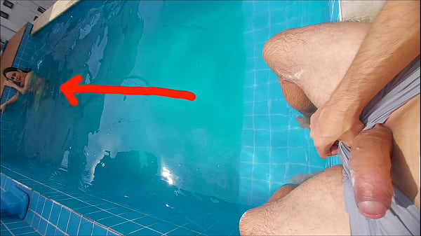 I was with my stepsister_ in the pool, she was surprised by my hard and erect cock