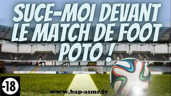 My best friend sucks my cock in front of a football match